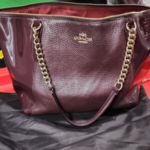 Coach Burgundy Leather Tote Bag